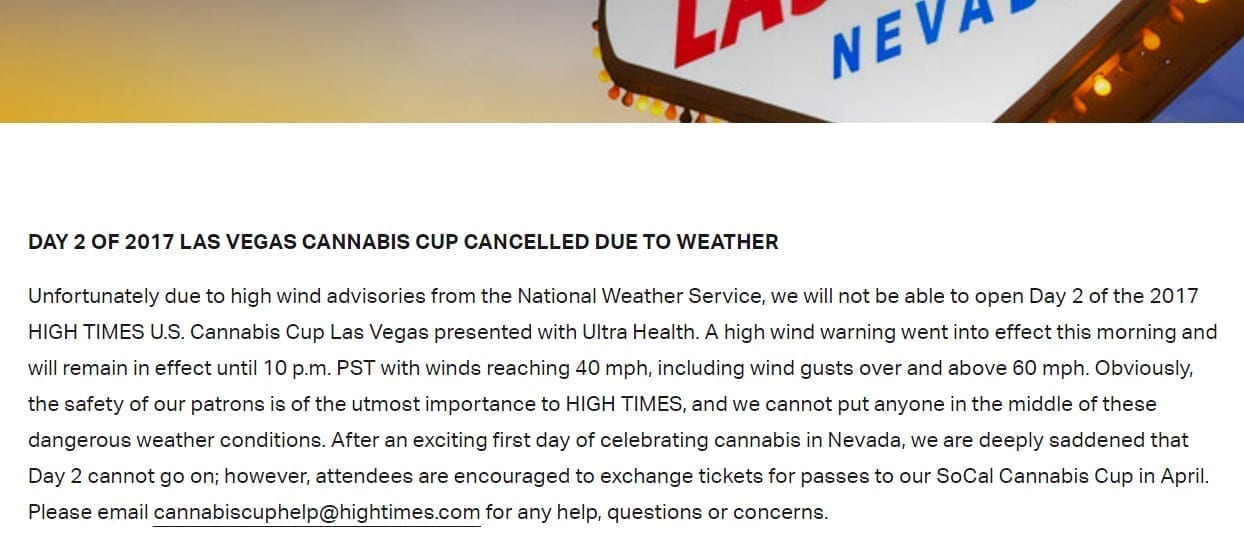 Announcement from High Times