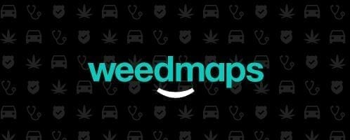 Weedmaps homepage and logo