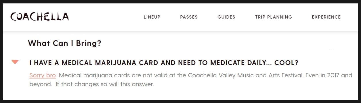 Coachella's response to Medical Marijuana use