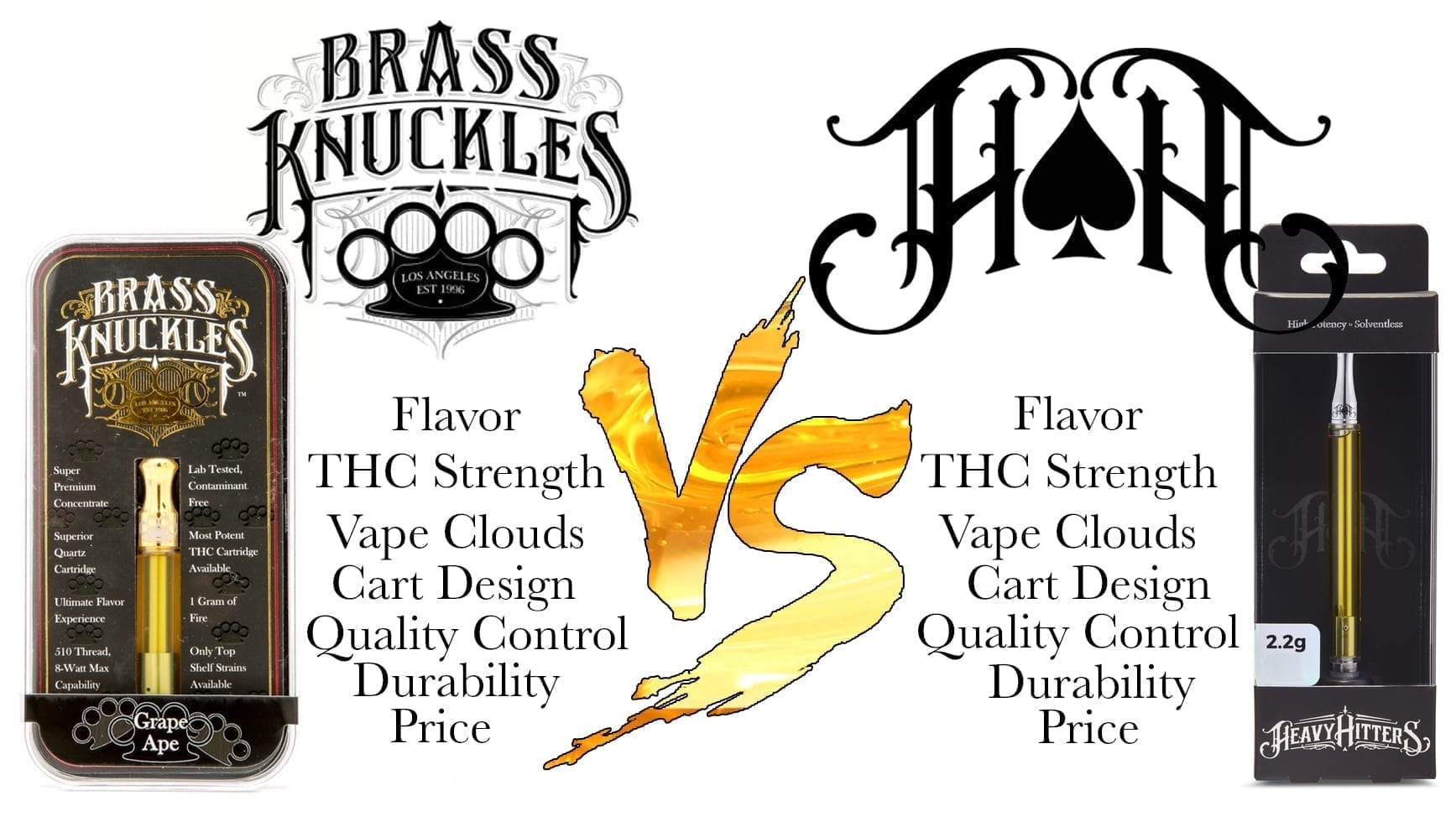 Heavy Hitters VS Brass Knuckles THC oil cartridge Showdown!