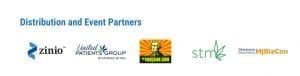 logos of the distribution and event partners with cannabis and tech today