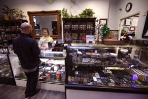 a dispensary counter in California