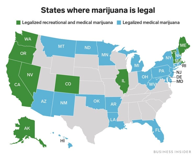 map of legal cannabis states