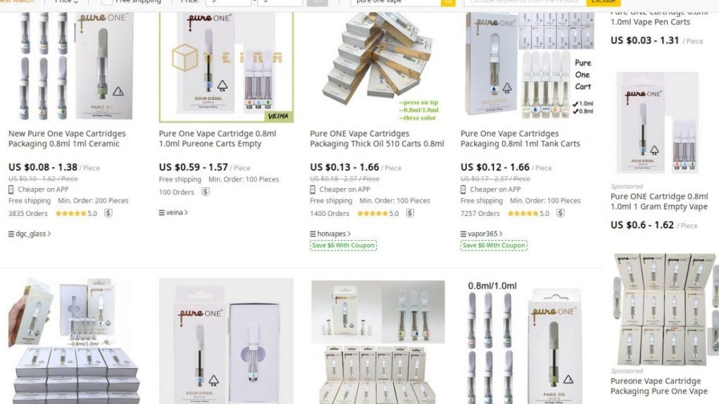 Pure_Vape_counterfeits empty counterfeit Pure One carts