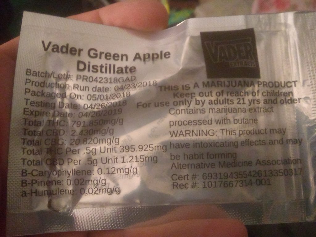 vader extracts green apple test results