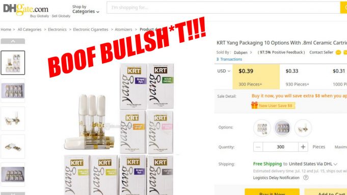 KRT Vape Carts Are Fakes : Nothing But Packaging KRTYang_boof_fake