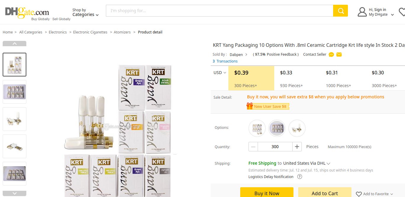 KRT Vape Carts Are Fakes Nothing But Packaging