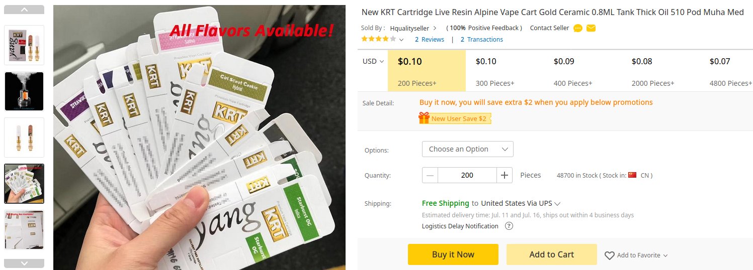 KRT Vape Carts Are Fakes Nothing But Packaging